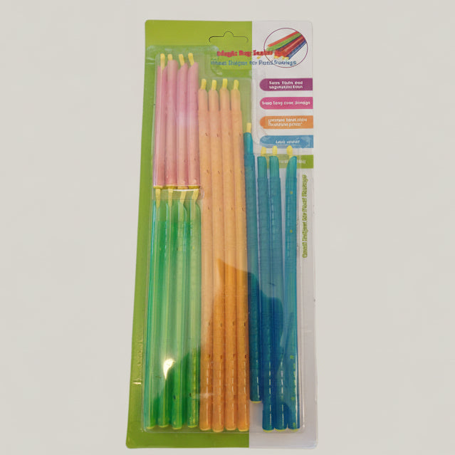 Colorful bag sealers in packaging with a white background