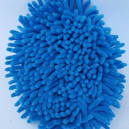 Blue microfiber cleaning pad on a white background